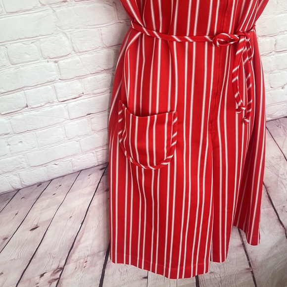 60’s Flutterbye red striped tunic dress short sleeve authentic vintage style, - Picture 4 of 9